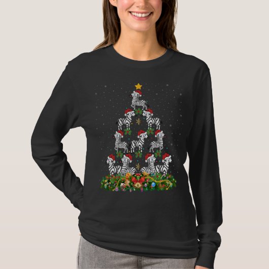 T-shirt Zebra Xmas Tree Don Santa Hat Zebra Christmas (Devant)