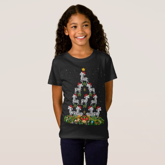 T-Shirt Zebra Xmas Tree Don Santa Hat Zebra Christmas (Devant entier)