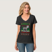 T-shirt Zebra   Xmas Tree Lights Ugly Santa Zebra Christma (Devant entier)