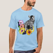 T-shirt Zèbre Bleu Coloré Daisy Floral Faune (Devant)