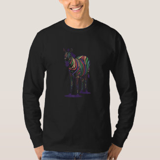 T-shirt Zèbre En Style Arc-En-Ciel