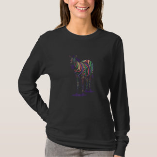 T-shirt Zèbre En Style Arc-En-Ciel