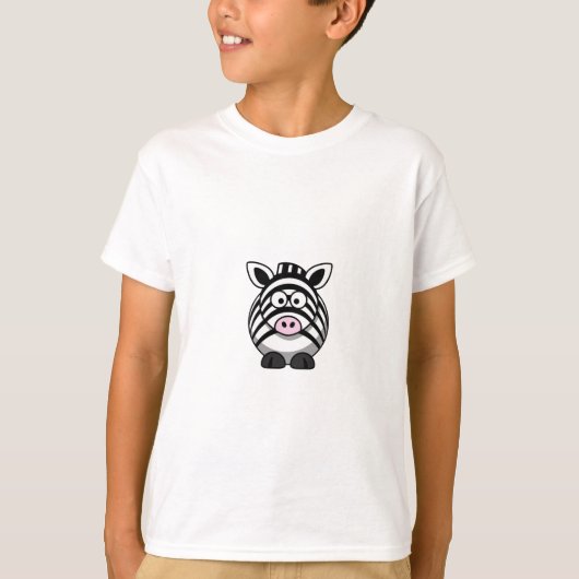T-shirt Zèbre mignon Clipart de bande dessinée (Devant)