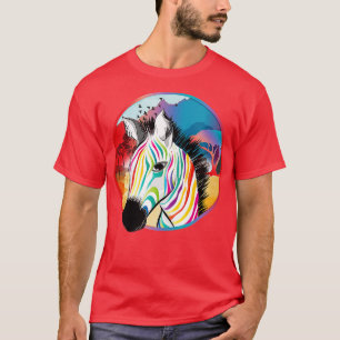 T-shirt Zèbre rayé coloré dans la savane colorée