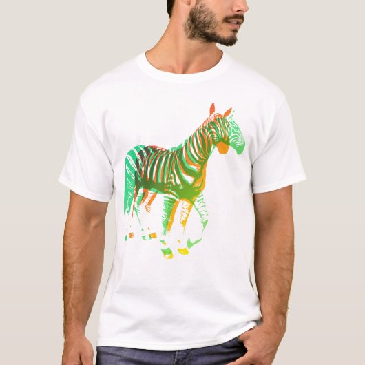 T-shirt Zèbres - vert et orange (Devant)