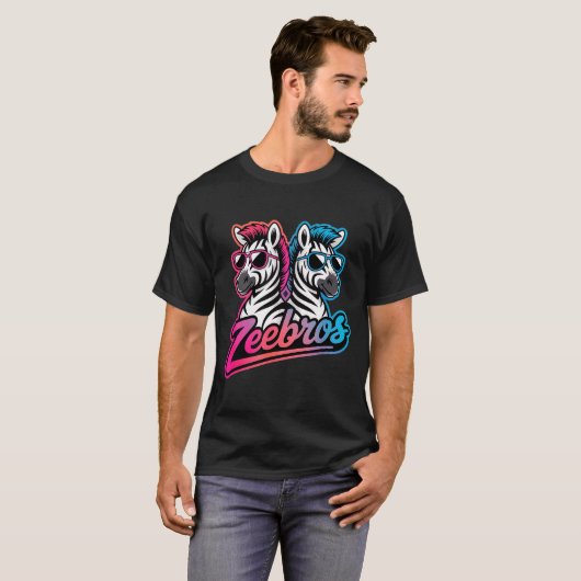 T-shirt Zeebros Cute Zebra Duo Design For Zebros Lovers  (Devant entier)