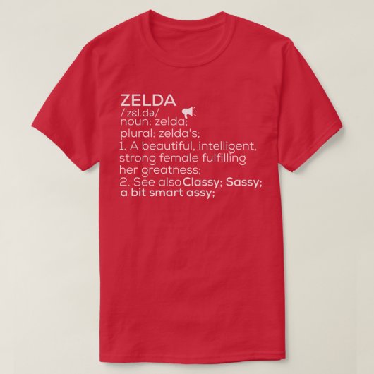 T-shirt Zelda Nom Zelda Définition Zelda Nom de la femme Z (Design devant)