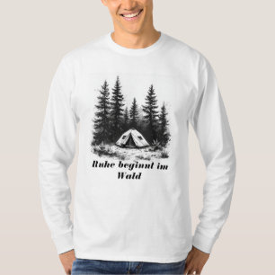 T-shirt Zelt und Kiefern - Minimalistische Outdoor-Szene