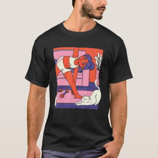 T-shirt Zen Meditation Yoga Cat Vaporwave Omm
