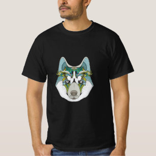 T-shirt Zenart motif Husky Dog Blue Husky Face