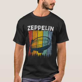 T-shirt Zeppelin Rétro 70s 80s Classique Dirigeable Hommes