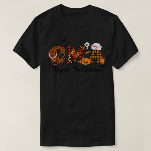T-shirt zERl Leopard CMA Nurse Happy Halloween Vibes Pumpk (Design devant)