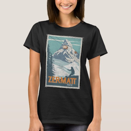 T-shirt Zermatt Suisse Ski d'hiver Snowboard Ski (Devant)