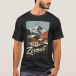 T-shirt Zermatt Suisse Travel Art Vintage<br><div class="desc">Design de déplacement vectoriel rétro Zermatt. Zermatt,  dans le canton du Valais,  est une station de montagne réputée pour le ski,  les escalades et le randonnée.</div>