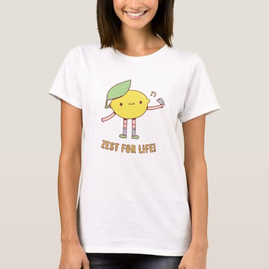 T-shirt Zest For Life Good Vibes Cute Lemon and Bird (Devant)