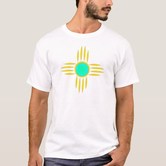 T-shirt Zia jaune avec centre Turquoise (Devant)