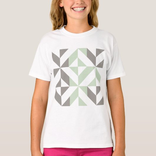T-shirt ZigZag géométrique Sage Green et Silver (Devant)