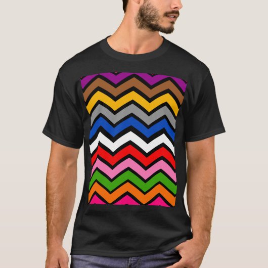 T-shirt Zigzag multicolore Chevron Design noir (Devant)
