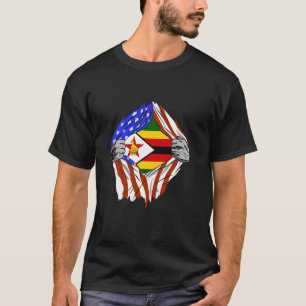 T-shirt Zimbabwe États-Unis Amérique Poitrine Racines zimb