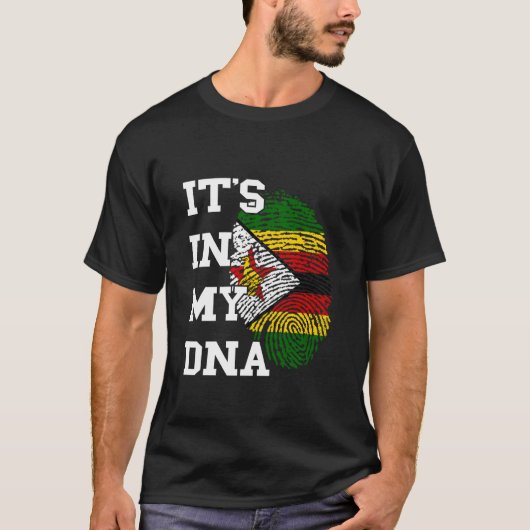 T-shirt Zimbabwe Flag It's In My DNA Thumbmark Zimbabwean  (Devant)