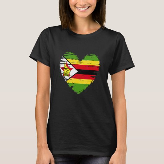 T-shirt Zimbabwe Heart Zimbabwe Flag Zimbabwe Pride (Devant)