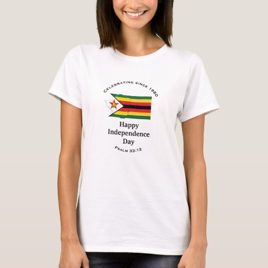 T-shirt ZIMBABWE INDÉPENDANCE Carte Drapeau BLANC (Devant)