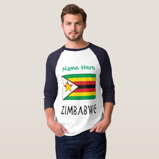 T-shirt Zimbabwe Zimbabwe Drapeau vert Personnalisé Hommes (Devant entier)