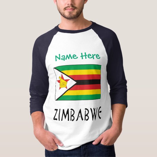 T-shirt Zimbabwe Zimbabwe Drapeau vert Personnalisé Hommes (Devant)