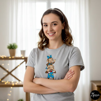 T-shirt Zina et Mimo la portant sur son épaule.