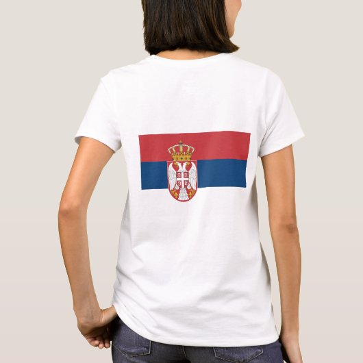 T-shirt Zip Jogger en laiton féminin avec drapeau de Serbi (Dos)