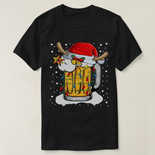 T-shirt zjbR Beer Mug Reindeer Noël Fête Joyeux Noël (Design devant)