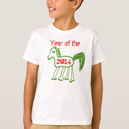 T-shirt Zodiac 2014 Année du Cheval vert mignon Cheval (Devant)