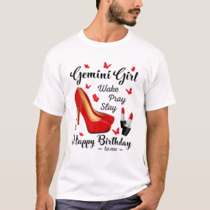 T-shirt Zodiac Anniversaire Gemini Fille Réveille Pray Sl