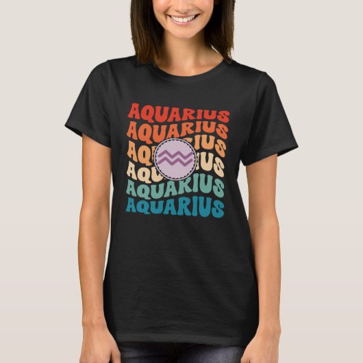 T-shirt Zodiac Aqiarius Horoscope Retro Groovy Aquarius Zo (Devant)