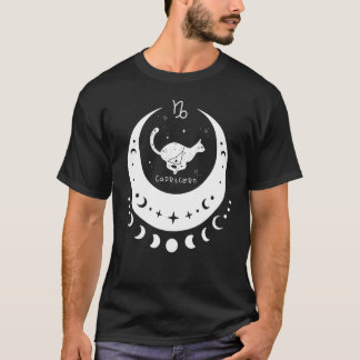 T-shirt Zodiac Capricorn Horoscope Astrology Sign Cat Cres