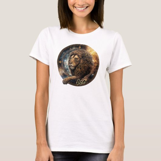T-shirt Zodiac en or Leo et couleur noire (Devant)