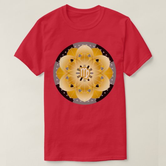 T-shirt Zodiac Mandala VIRGO Noir (Design devant)