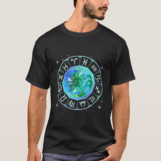 T-shirt Zodiac Signes Astrologie Horoscope Roue (Devant)