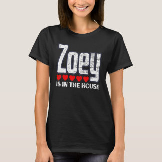 T-shirt Zoey Est Dans La Maison Coeurs Rétro Prénom Amour