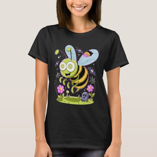 T-shirt Zom-Bee Cute Zombie Bee Funny Halloween Tee (Devant)