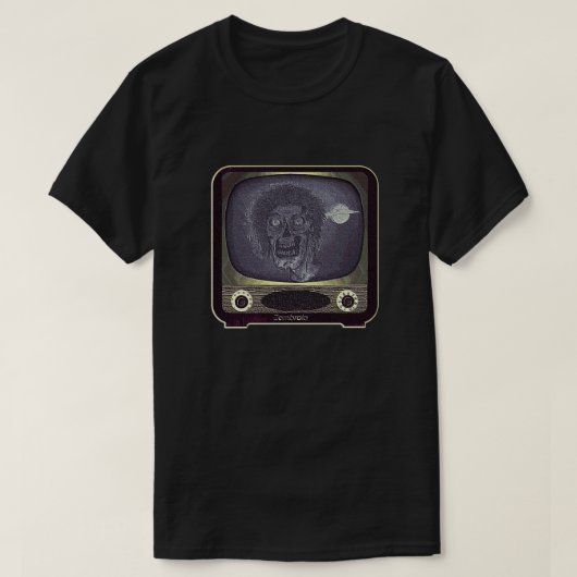 T-shirt Zombie à la télévision - Or (Design devant)