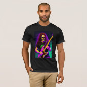 T-shirt Zombie avec cheveux longs jouant de la basse guita (Devant entier)