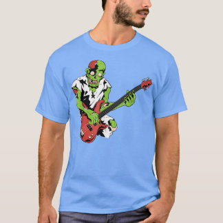 T-shirt Zombie Basse Guitare Lazy Halloween Costume Musiqu