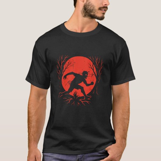 T-shirt Zombie Bowling Under Moon (Devant)
