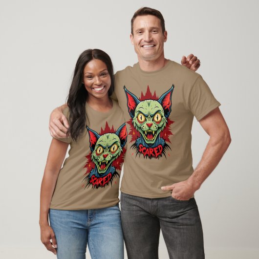 T-shirt zombie Cat Scared (Unisexe)