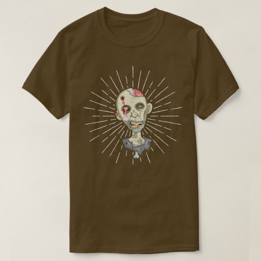 T-shirt Zombie Cerveau Visage Halloween Zombies Déplaisant (Design devant)