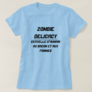 T-shirt Zombie Delicacy cerveau humain avec bacon et pomme