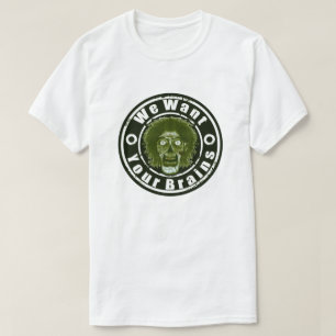 T-shirt ZOMBIE Face -Vert Nous Voulons Vos Cerveaux