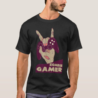 T-shirt zombie gamer hand of grab with controller gaming c