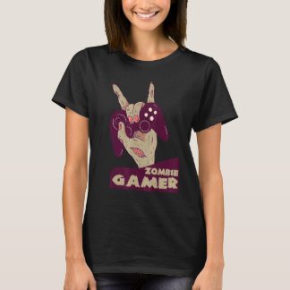 T-shirt zombie gamer hand of grab with controller gaming c